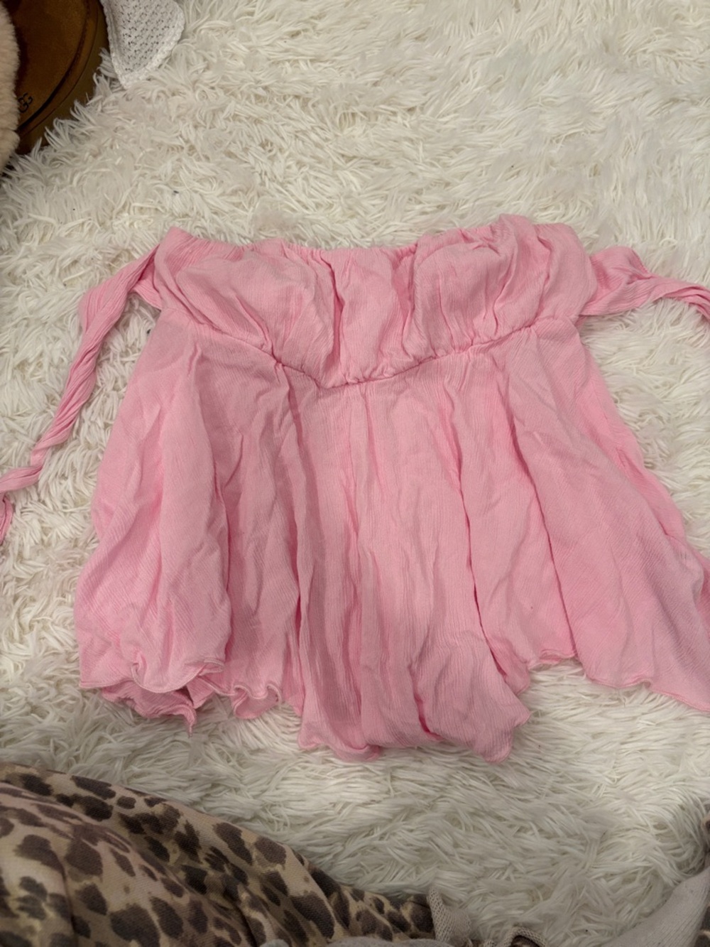 Hollister Light Pink Off-Shoulder Ruffle Crop Top